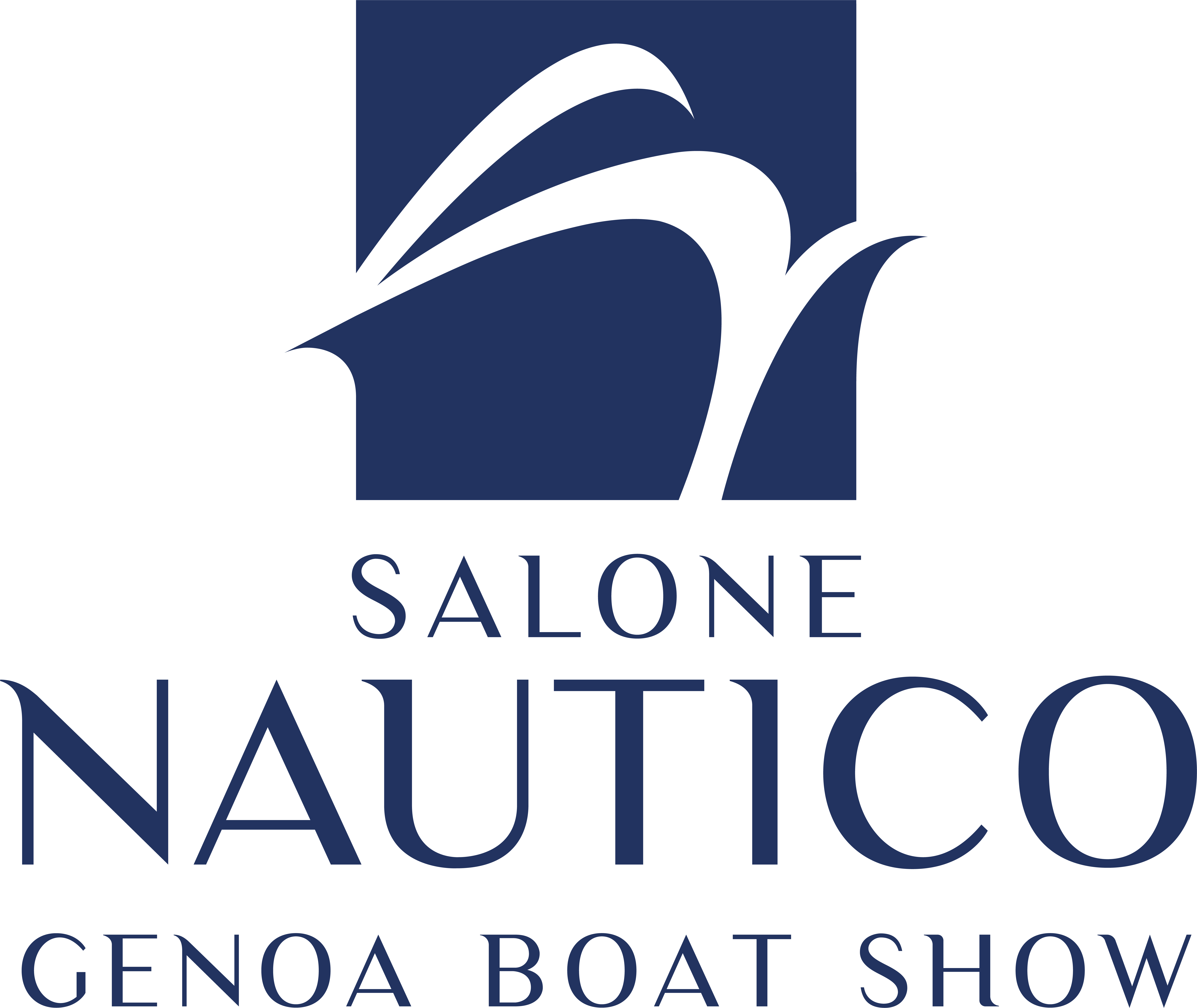 64th International Genoa Boat Show logo - blue and white vertical version